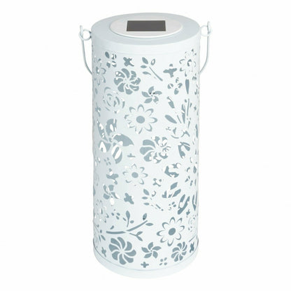 Bloom Punched Metal Solar Lantern - White | Plow & Hearth