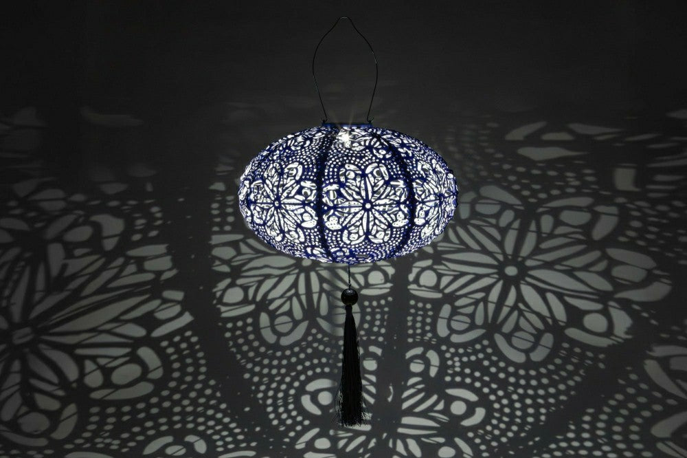 Soji Stella - Tassel Oval - 14" Solar Lantern | Plow & Hearth