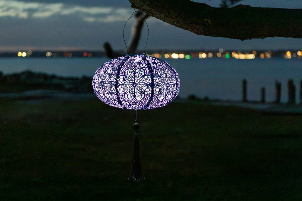 Soji Stella - Tassel Oval - 14" Solar Lantern | Plow & Hearth