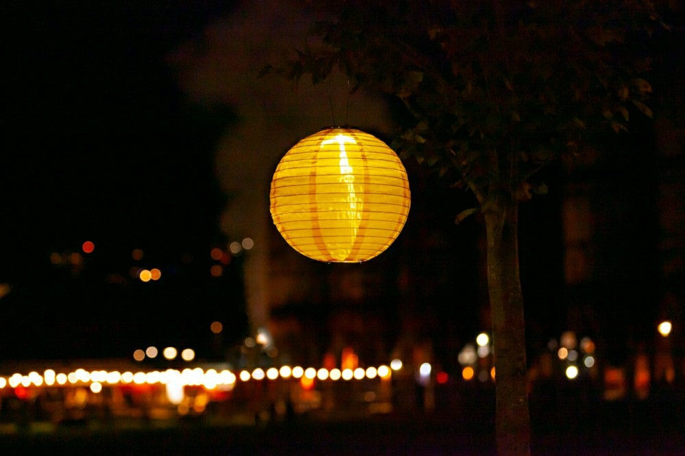 Soji Festival 12" Round Solar Lantern | Plow & Hearth