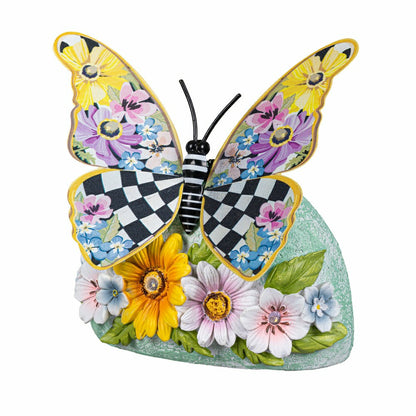 Courtly Check Butterfly Metal LED Solar Garden Statue | Plow & Hearth
