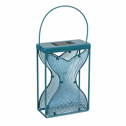 Blue Coastal Outdoor Lamp & Lighting Mermaid Tail Metal and Glass Sola | Plow & Hearth
