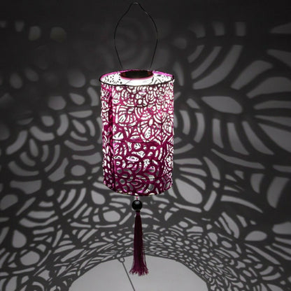 Soji Stella - Tassel Cylinder - 7.5" Solar Lantern | Plow & Hearth