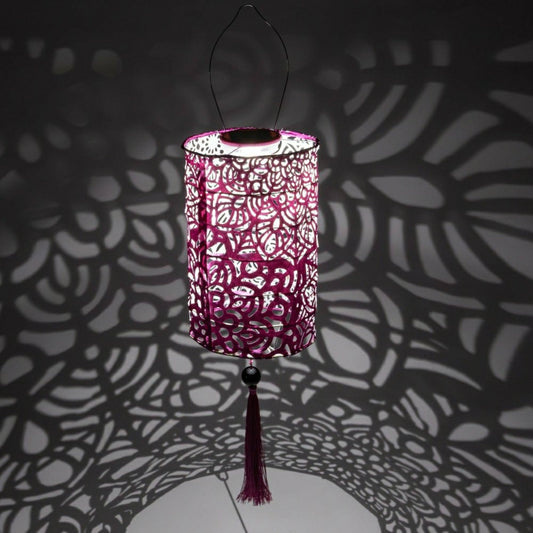 Soji Stella - Tassel Cylinder - 7.5" Solar Lantern | Plow & Hearth