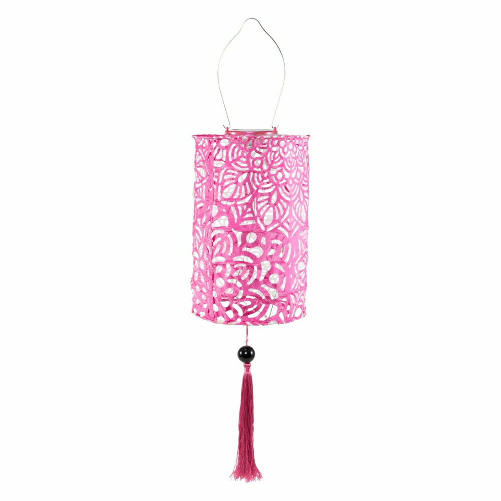 Soji Stella - Tassel Cylinder - 7.5" Solar Lantern | Plow & Hearth