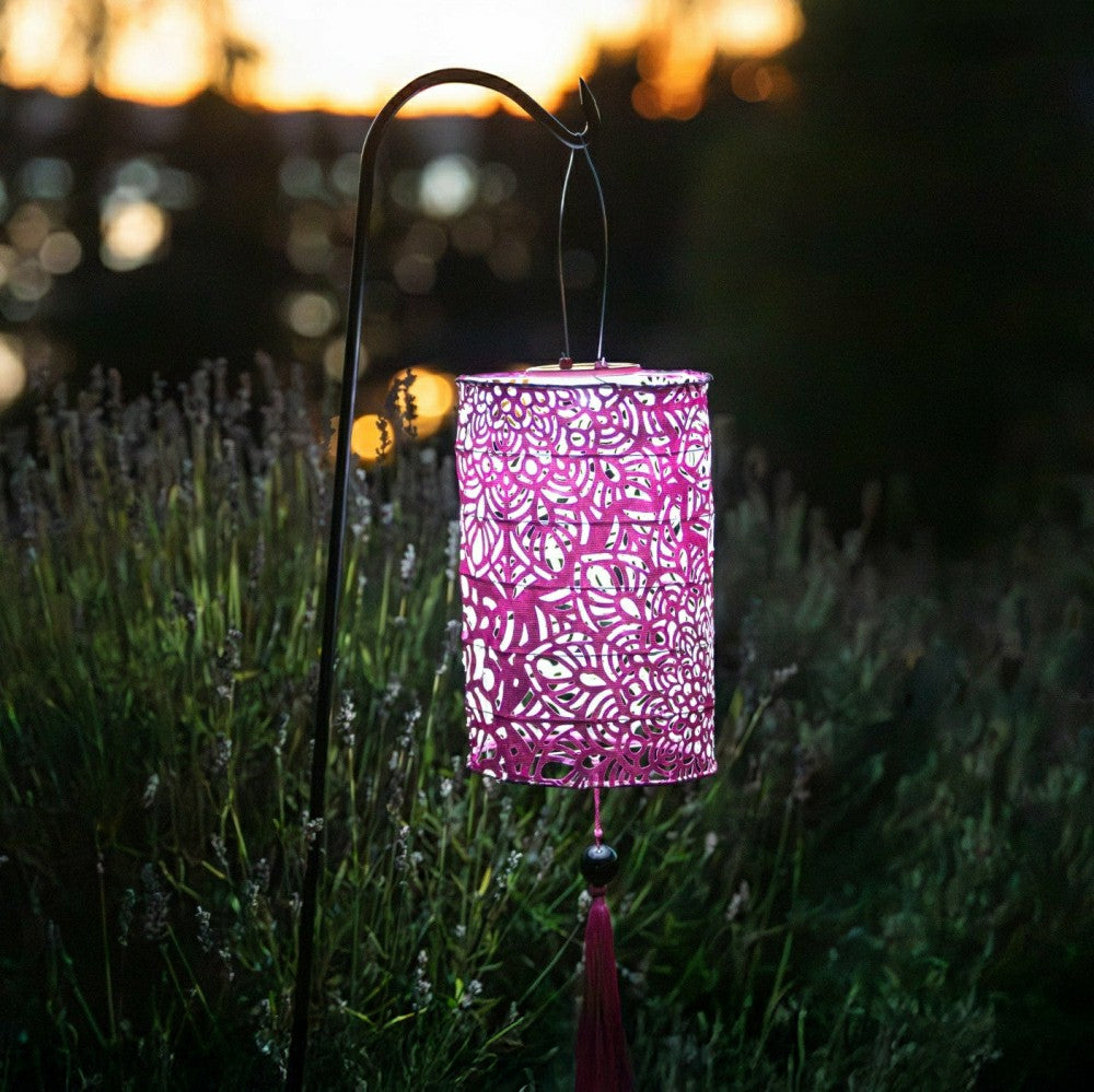 Soji Stella - Tassel Cylinder - 7.5" Solar Lantern | Plow & Hearth
