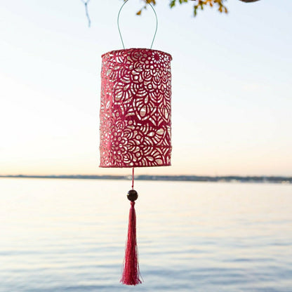 Soji Stella - Tassel Cylinder - 7.5" Solar Lantern | Plow & Hearth