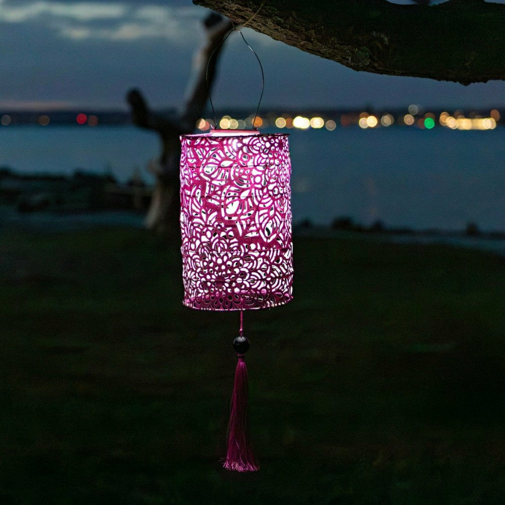 Soji Stella - Tassel Cylinder - 7.5" Solar Lantern | Plow & Hearth