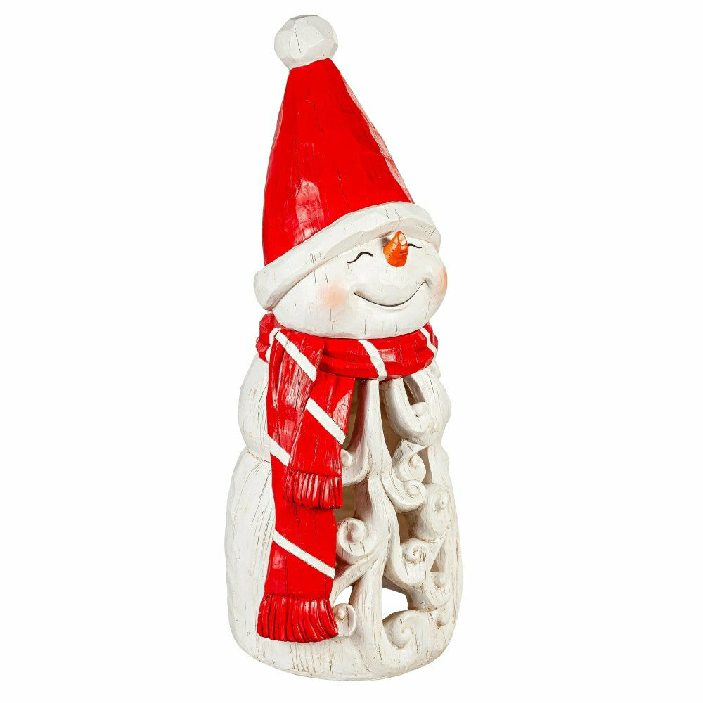 Carved Lighted Holiday Snowman Statue | Plow & Hearth