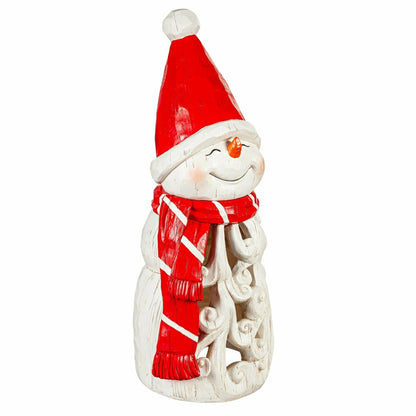 Carved Lighted Holiday Snowman Statue | Plow & Hearth