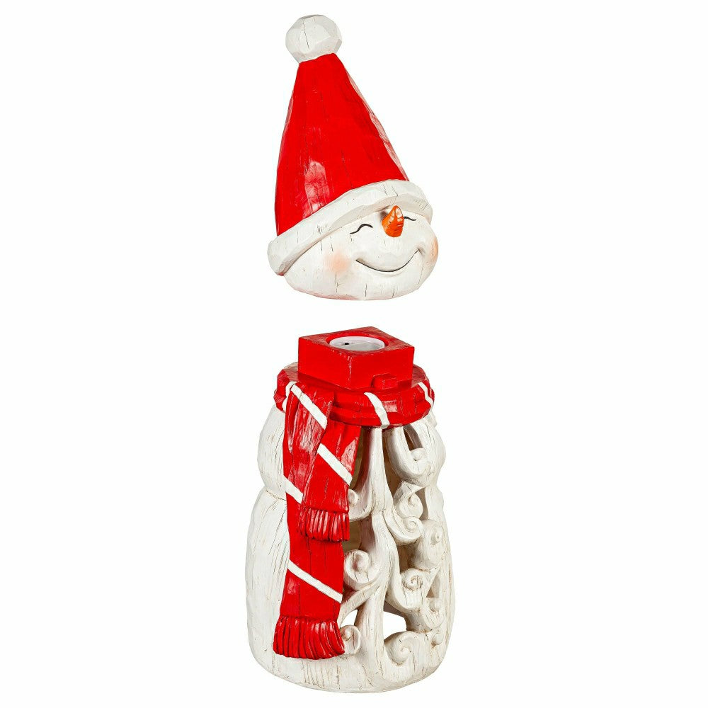 Carved Lighted Holiday Snowman Statue | Plow & Hearth