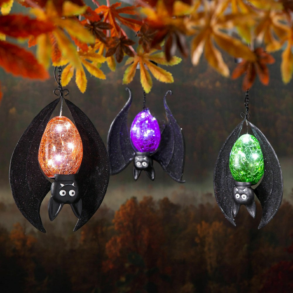 Solar Halloween Hanging Bats, Set of 3 | Plow & Hearth