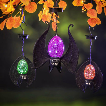Solar Halloween Hanging Bats, Set of 3 | Plow & Hearth