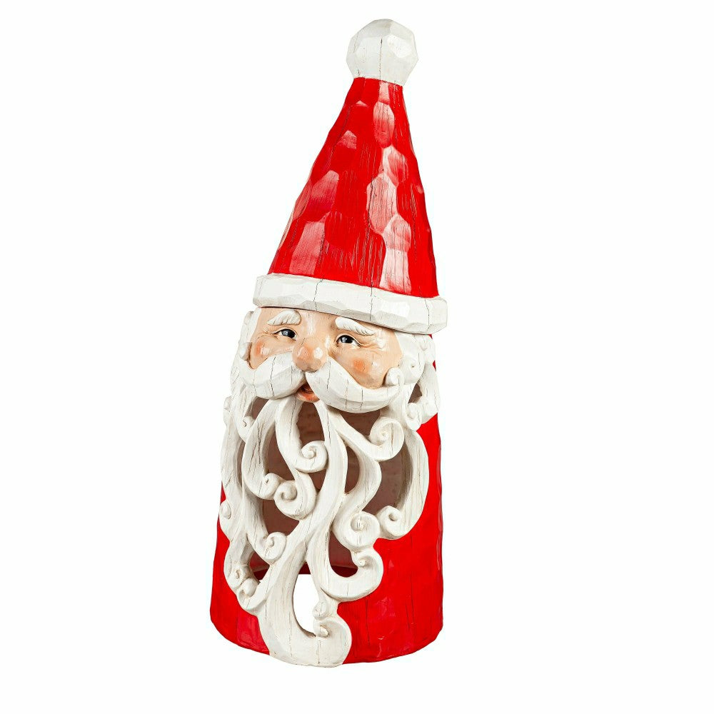 Carved Lighted Holiday Santa Statue | Plow & Hearth