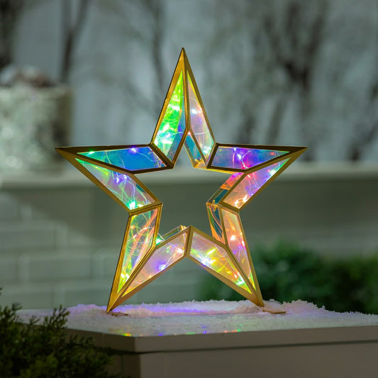 14" LED Iridescent Star Holiday Lit Statuary | Plow & Hearth