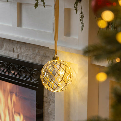 Micro LED Silver Ball Indoor Outdoor Decorative Hanging Light, Warm Wh | Plow & Hearth