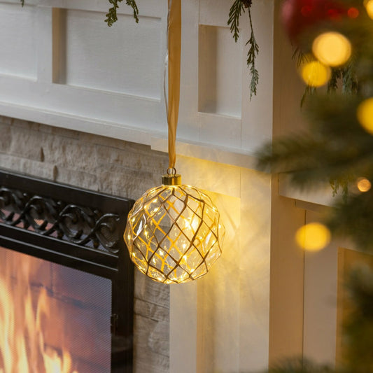 Micro LED Silver Ball Indoor Outdoor Decorative Hanging Light, Warm Wh | Plow & Hearth