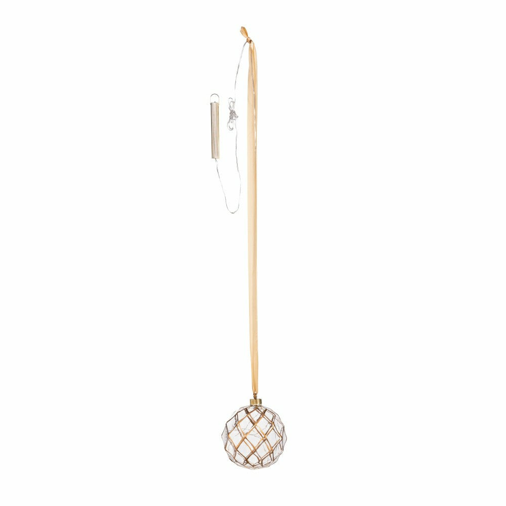 Micro LED Silver Ball Indoor Outdoor Decorative Hanging Light, Warm Wh | Plow & Hearth