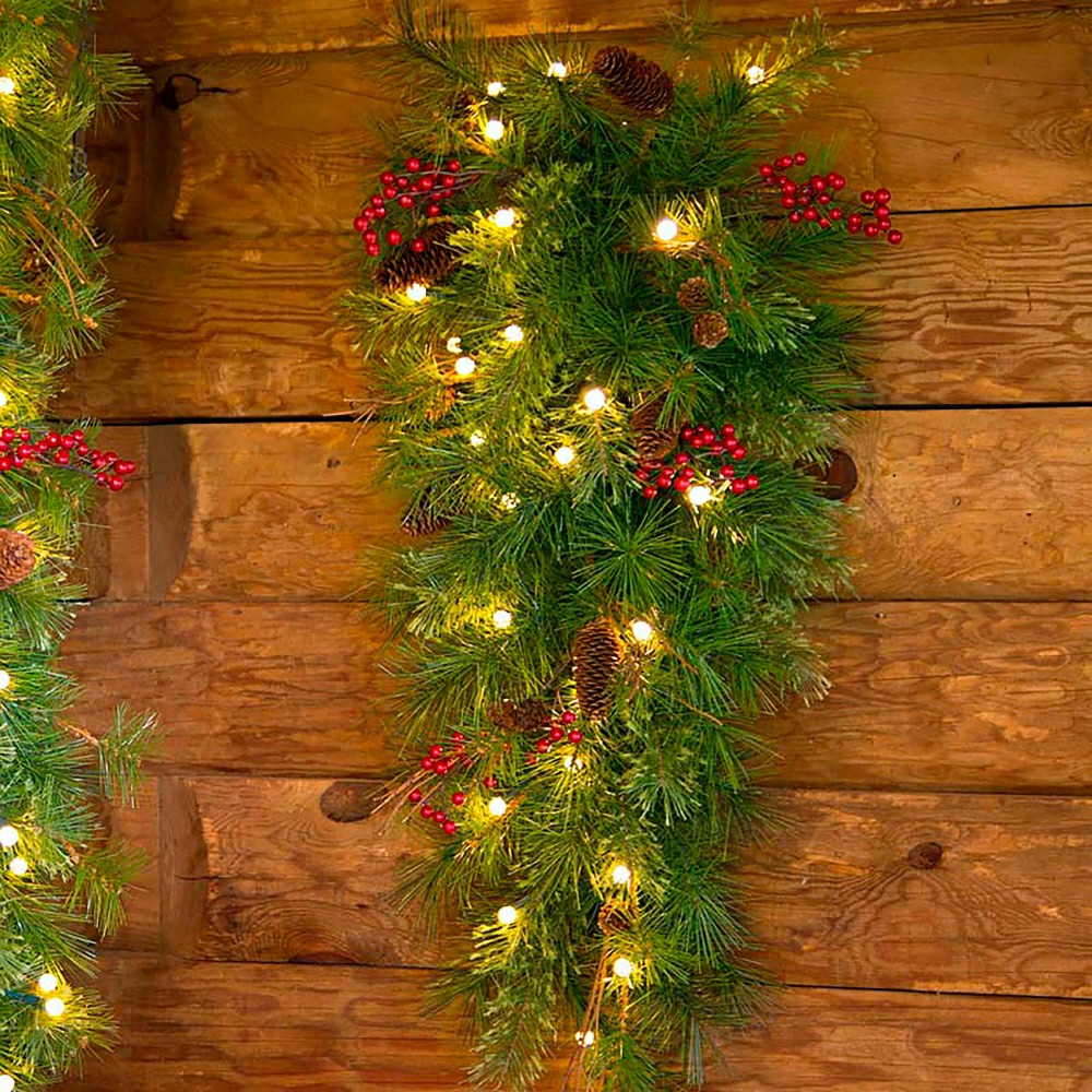Lighted Holiday Teardrop Swag | Plow & Hearth