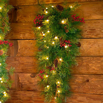 Lighted Holiday Teardrop Swag | Plow & Hearth