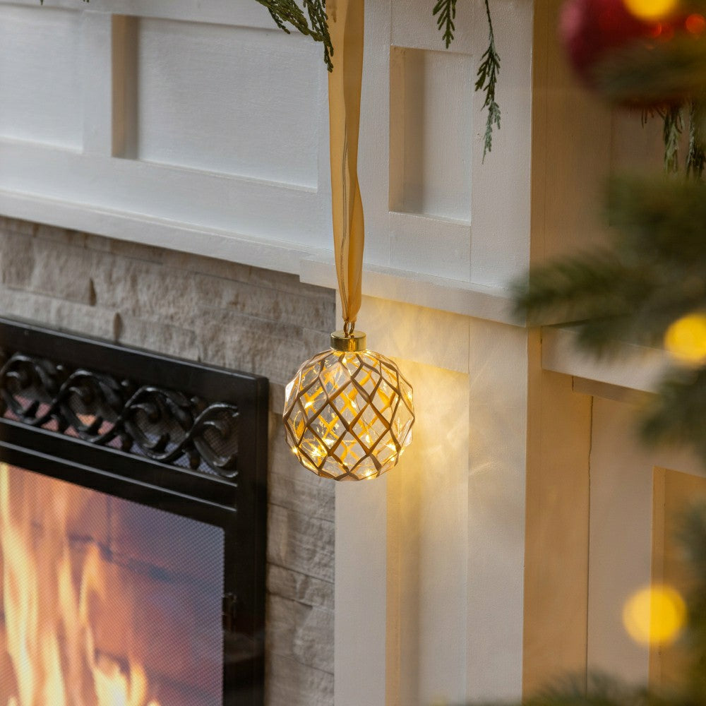 Micro LED Silver Ball Indoor Outdoor Decorative Hanging Light, Warm Wh | Plow & Hearth