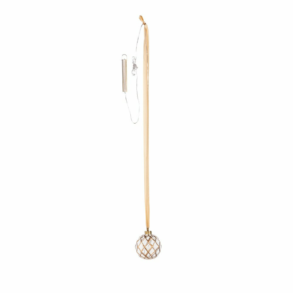 Micro LED Silver Ball Indoor Outdoor Decorative Hanging Light, Warm Wh | Plow & Hearth
