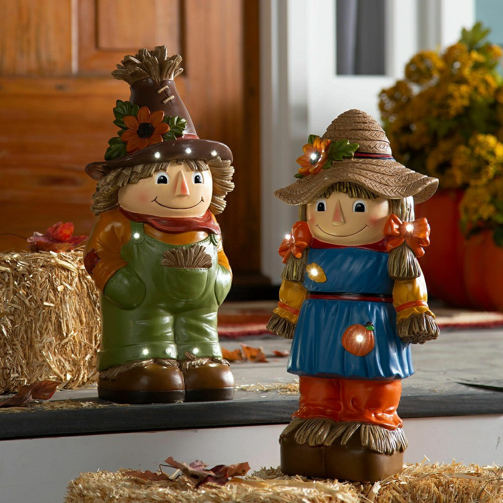 Indoor/Outdoor Lighted Scarecrow Shorty Statue | Plow & Hearth