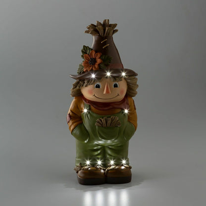 Indoor/Outdoor Lighted Scarecrow Shorty Statue | Plow & Hearth