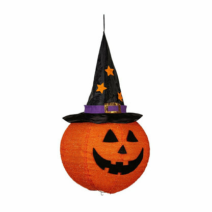 Hanging LED Fabric Witch Hat Jack O'Lantern Pumpkin | Plow & Hearth