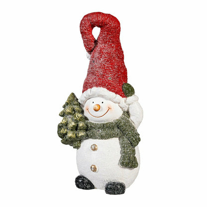 Glittering Snowman LED Resin Garden Statue, 18"H | Plow & Hearth