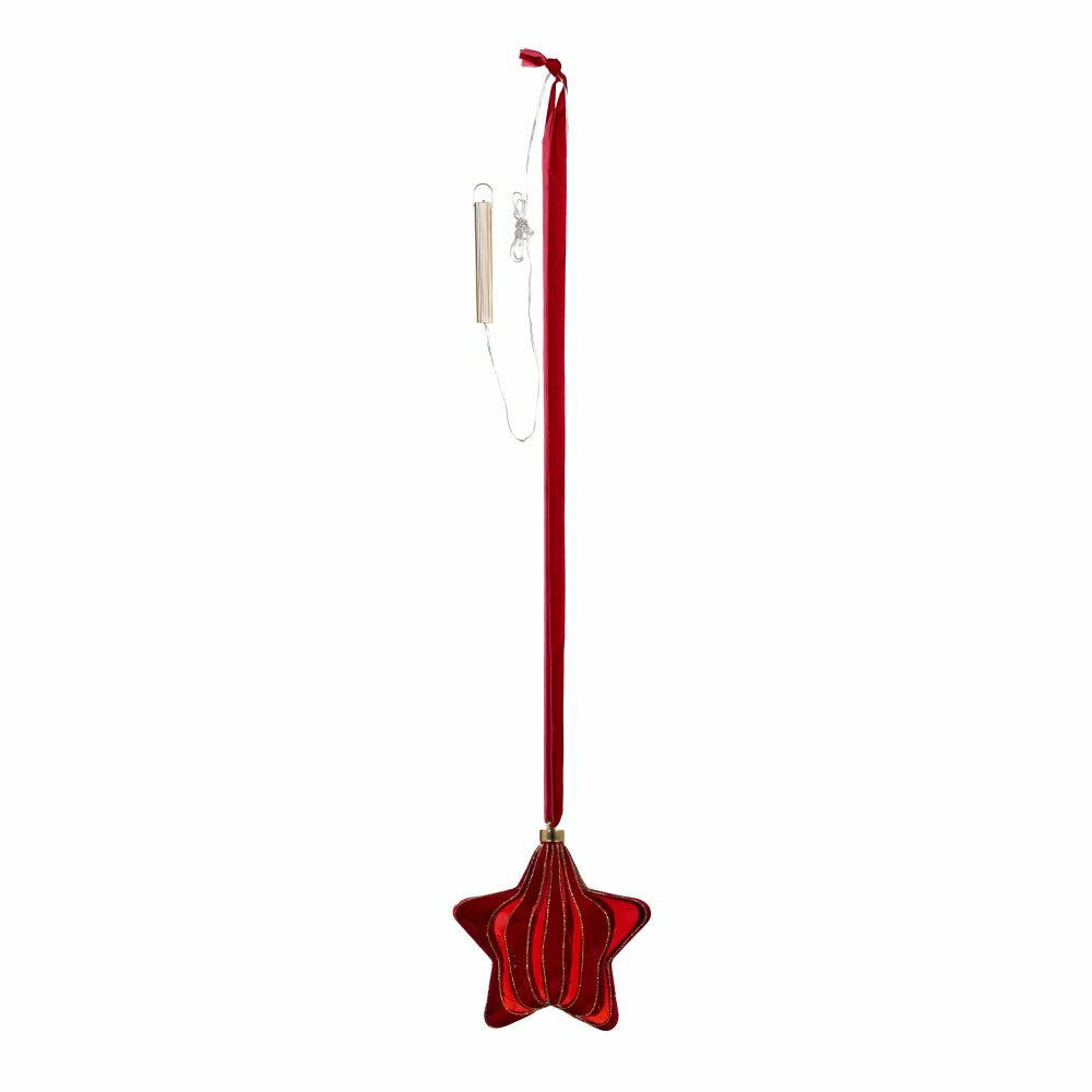 Micro LED Red Star Indoor Outdoor Decorative Hanging Light, Warm White | Plow & Hearth