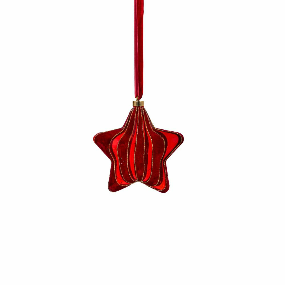 Micro LED Red Star Indoor Outdoor Decorative Hanging Light, Warm White | Plow & Hearth