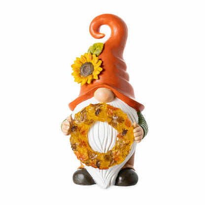 12.5" Harvest Girl Lighted Gnome Statuary | Plow & Hearth
