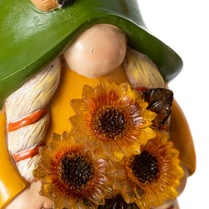 12.5" Harvest Girl Lighted Gnome Statuary | Plow & Hearth