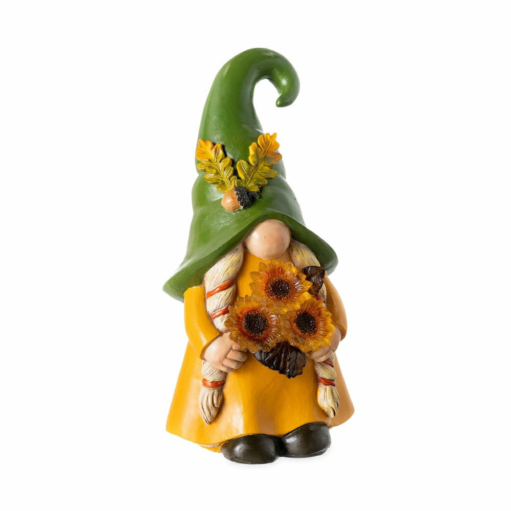 12.5" Harvest Girl Lighted Gnome Statuary | Plow & Hearth