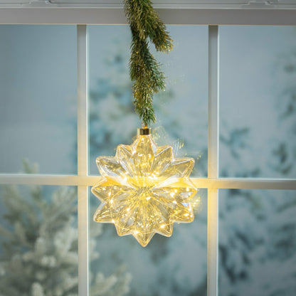 Micro LED Floral Glass Ball Indoor Outdoor Decorative Hanging Light, C | Plow & Hearth