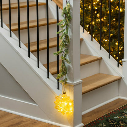 Micro LED Floral Glass Ball Indoor Outdoor Decorative Hanging Light, C | Plow & Hearth