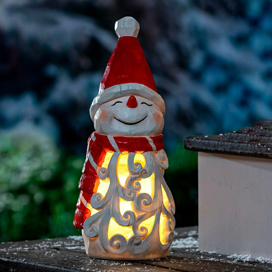 Heartfelt Cheer Garden LED Statue, Resin, Snowman,16"H | Plow & Hearth