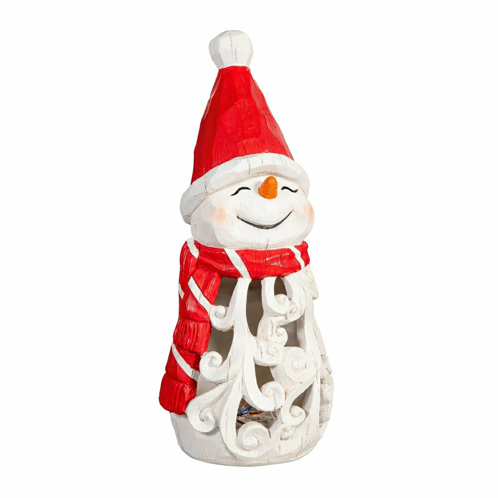 Heartfelt Cheer Garden LED Statue, Resin, Snowman,16"H | Plow & Hearth
