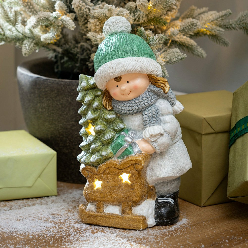LED Holiday Children Garden Statues, Set of 2 | Plow & Hearth