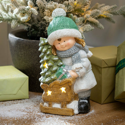 LED Holiday Children Garden Statues, Set of 2 | Plow & Hearth