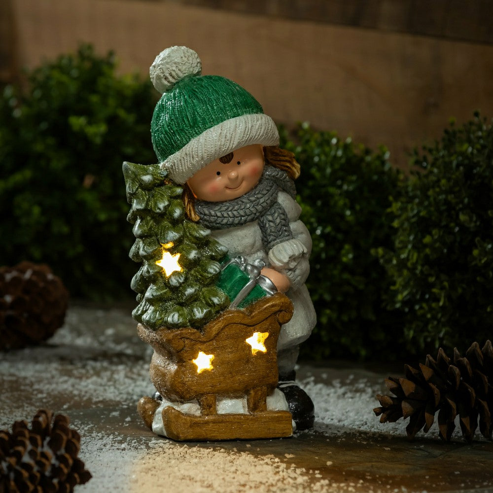 LED Holiday Children Garden Statues, Set of 2 | Plow & Hearth