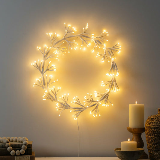 Outdoor LED Frame Wreath with Warm White Lights | Plow & Hearth
