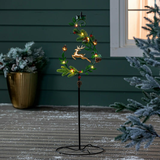 Shades of Emerald Garden Stake, 4-in-1 Solar Garden Stake, Deer, 48"H | Plow & Hearth