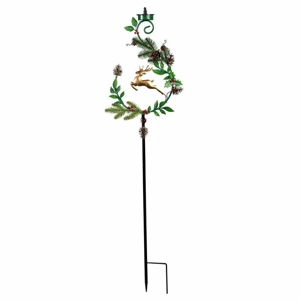 Shades of Emerald Garden Stake, 4-in-1 Solar Garden Stake, Deer, 48"H | Plow & Hearth