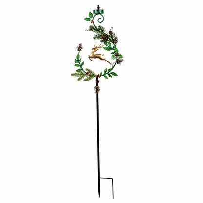 Shades of Emerald Garden Stake, 4-in-1 Solar Garden Stake, Deer, 48"H | Plow & Hearth