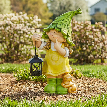 Garden Friends Statues with Lanterns, Set of 2 | Plow & Hearth