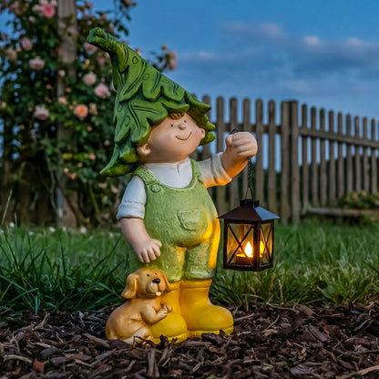 Garden Friends Statues with Lanterns, Set of 2 | Plow & Hearth