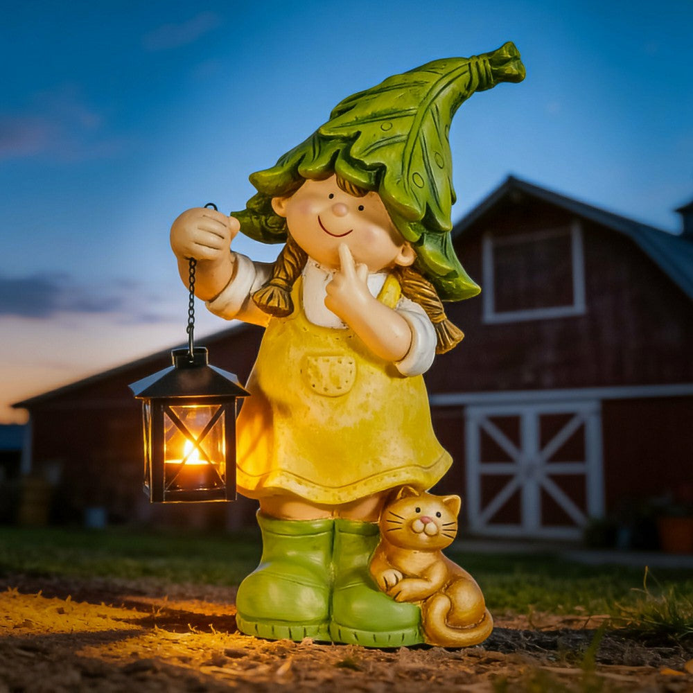 Garden Friends Statues with Lanterns, Set of 2 | Plow & Hearth