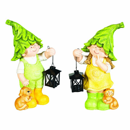 Garden Friends Statues with Lanterns, Set of 2 | Plow & Hearth